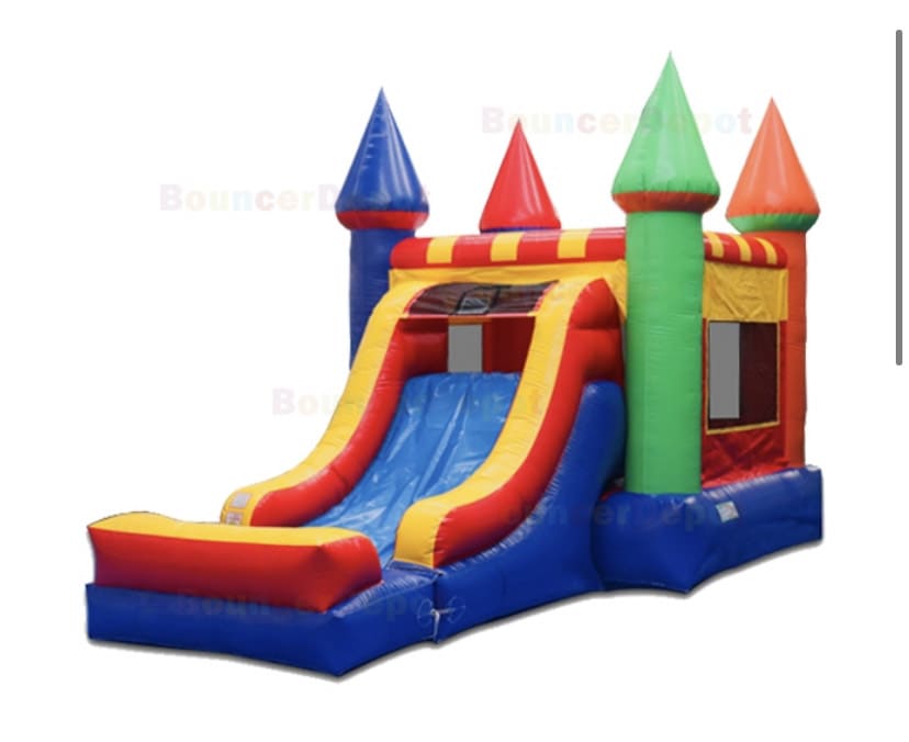 Water slide pool castle